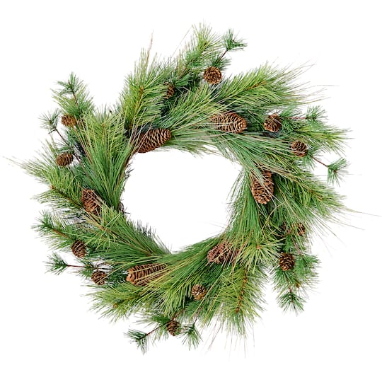 Worth Imports 24" Christmas Evergreen Pine & Small Pinecones Wreath